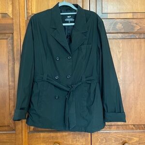 Marcelle Renee Outerwear Black Vinyl/PU Tie Belt Button Closure Trench Coat M
